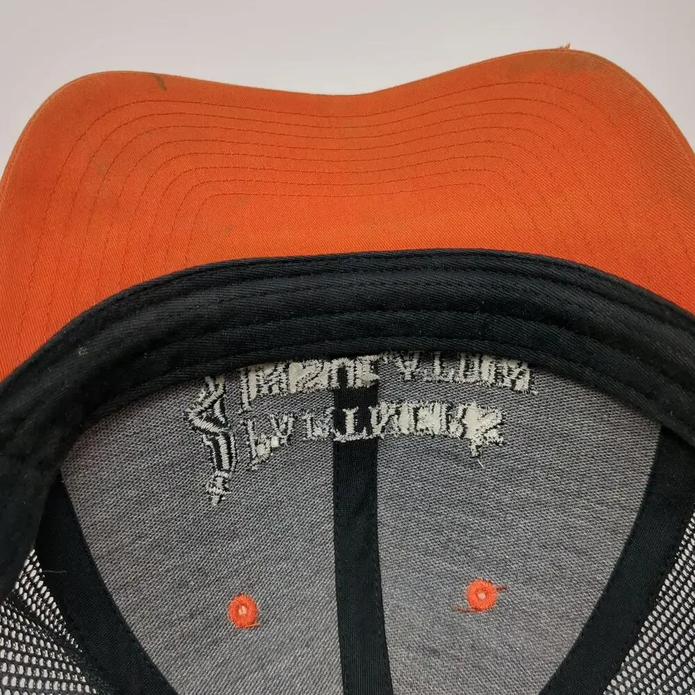 Richardson Trucker Hat Orange Black One Size Mesh Back Snapback Insulation Logo